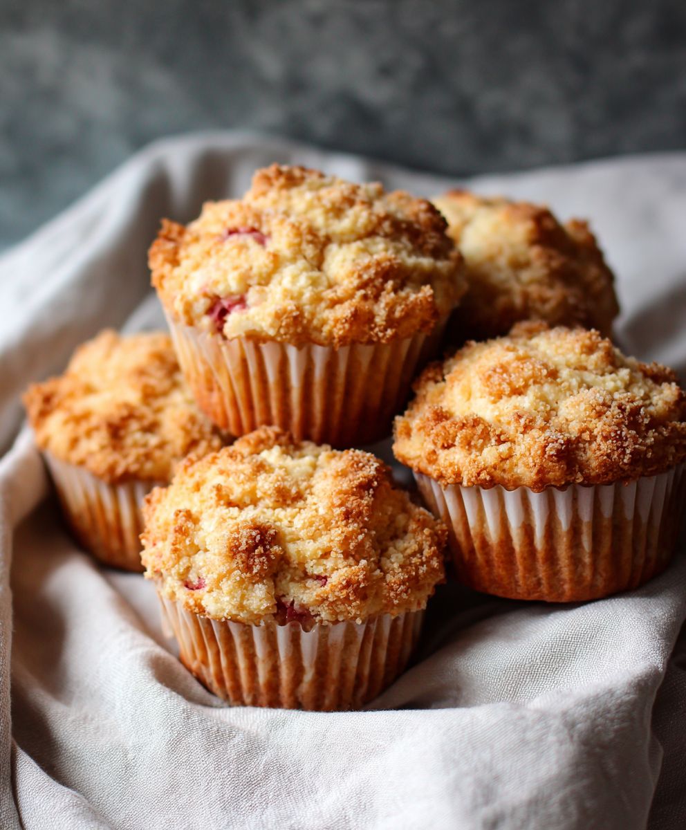 Rhubarb Yogurt Muffins | Soft Moist Easy Homemade Breakfast Recipe