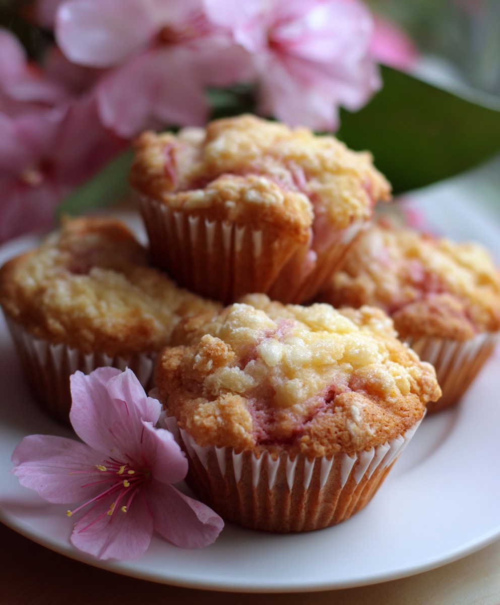 Rhubarb Yogurt Muffins | Soft Moist Easy Homemade Breakfast Recipe image 2