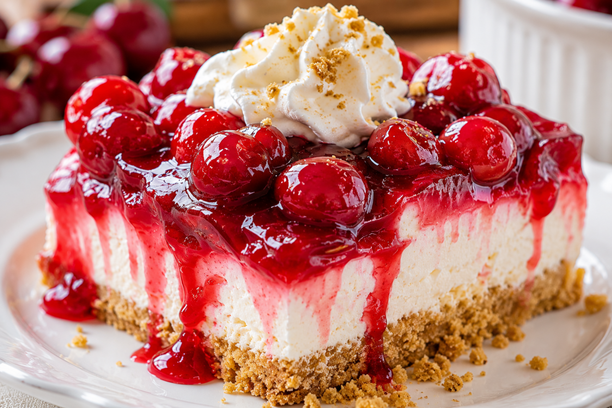 Cherry Cheesecake Delight | Creamy No-Bake Cherry Dessert