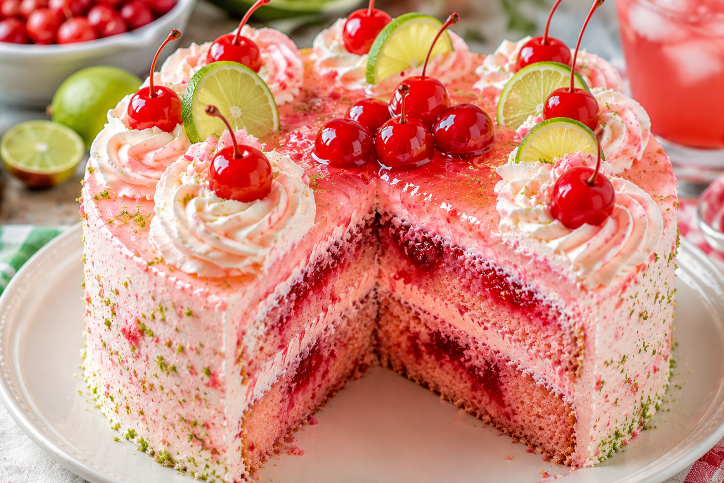 Cherry Limeade Cake | Sweet and Tangy Summer Cake Recipe