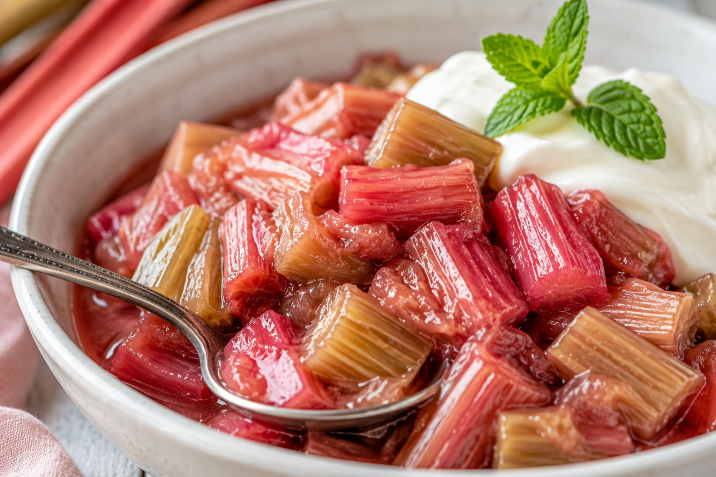 Stewed Rhubarb Recipe | Easy 3 Ingredient Sweet Fruit Dessert