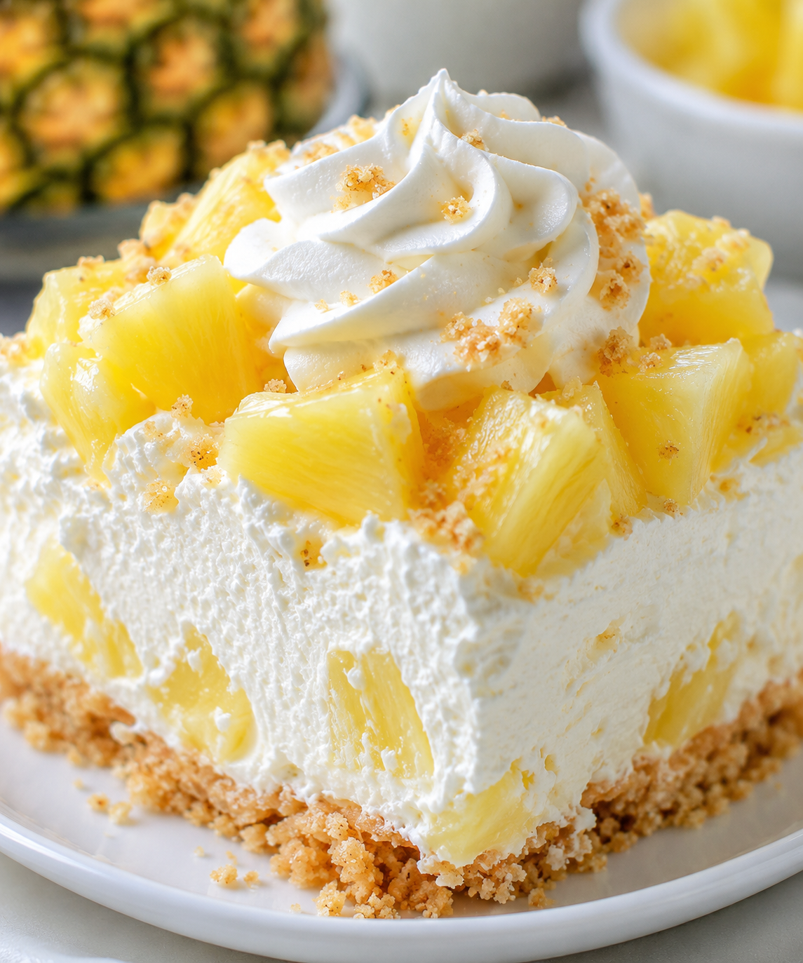 NO-BAKE PINEAPPLE CREAM DESSERT | Easy Tropical Summer Treat Recipe