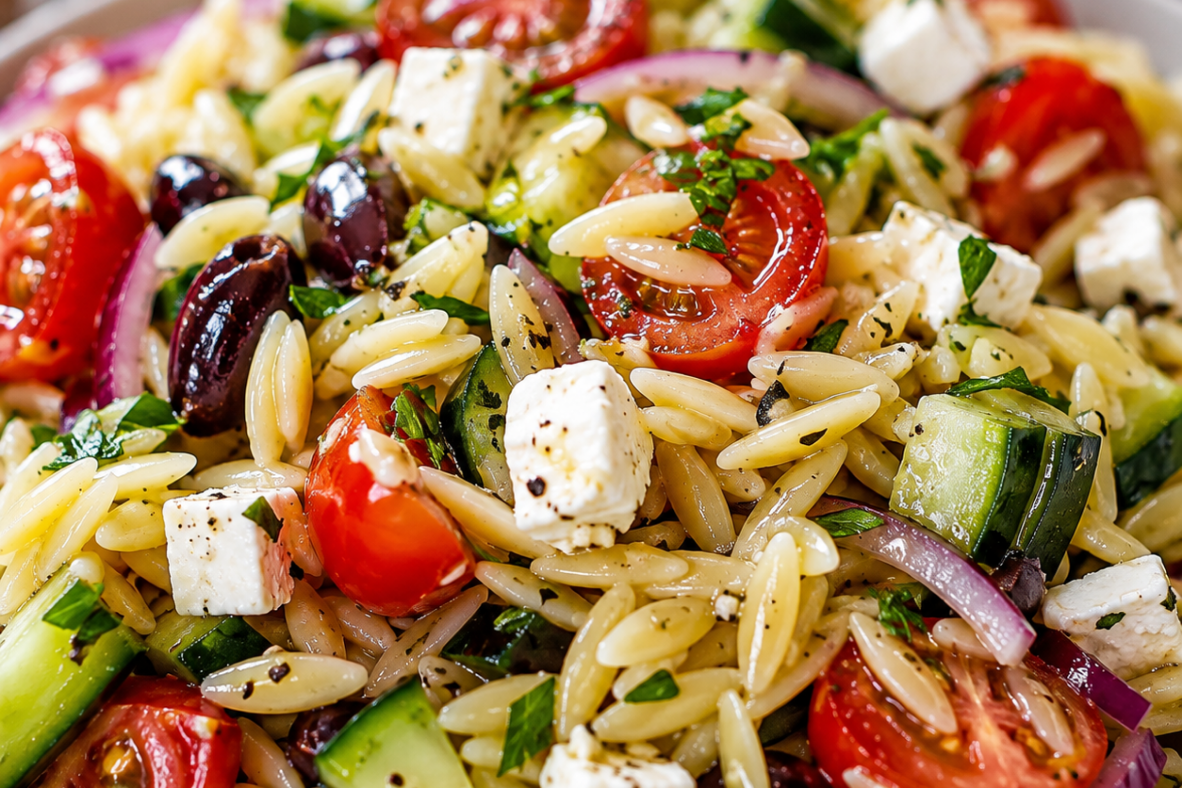 Orzo Salad Recipe | Easy Fresh Mediterranean Pasta Salad Recipe