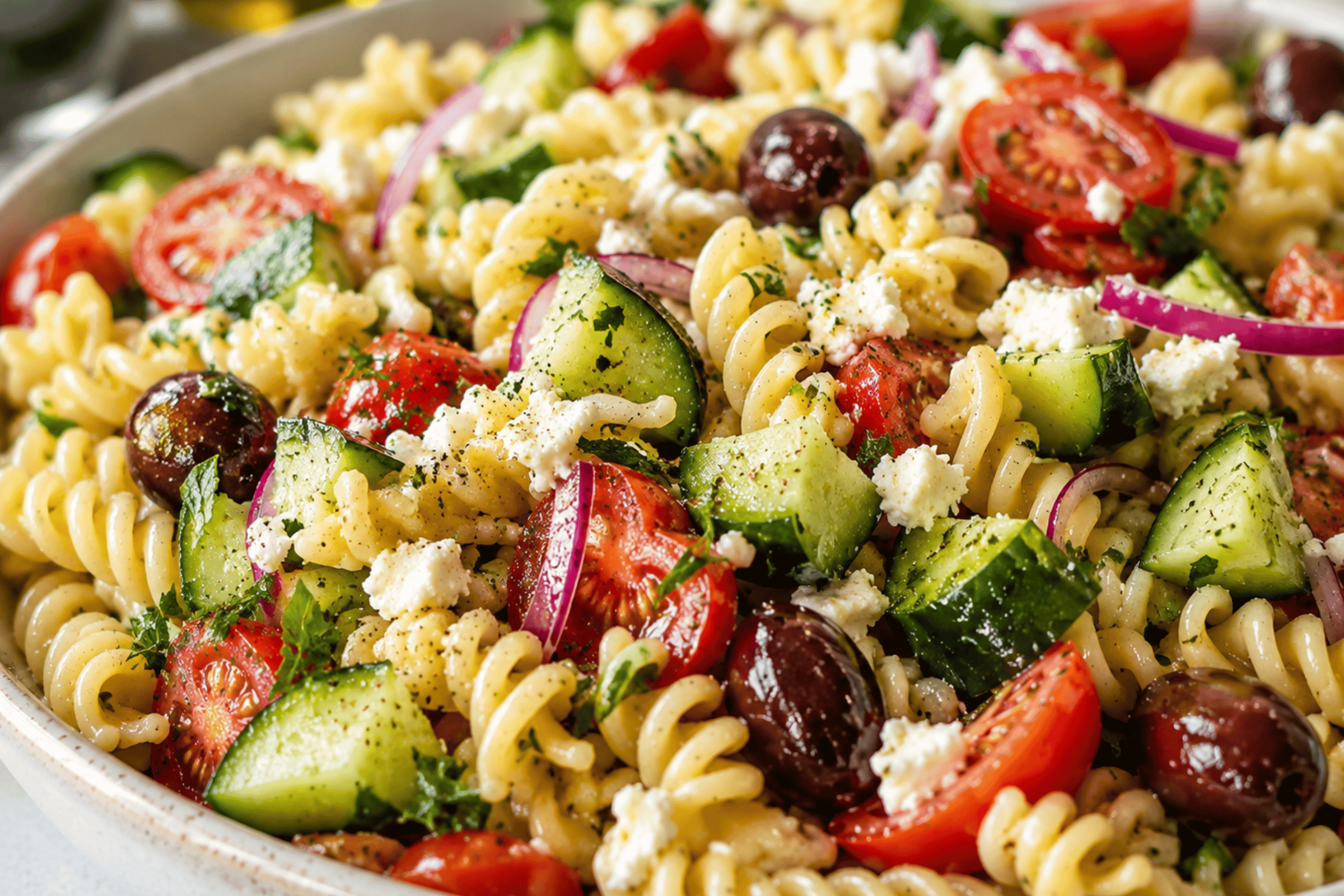 Tangy Mediterranean Pasta Salad | Easy Fresh Healthy Summer Recipe