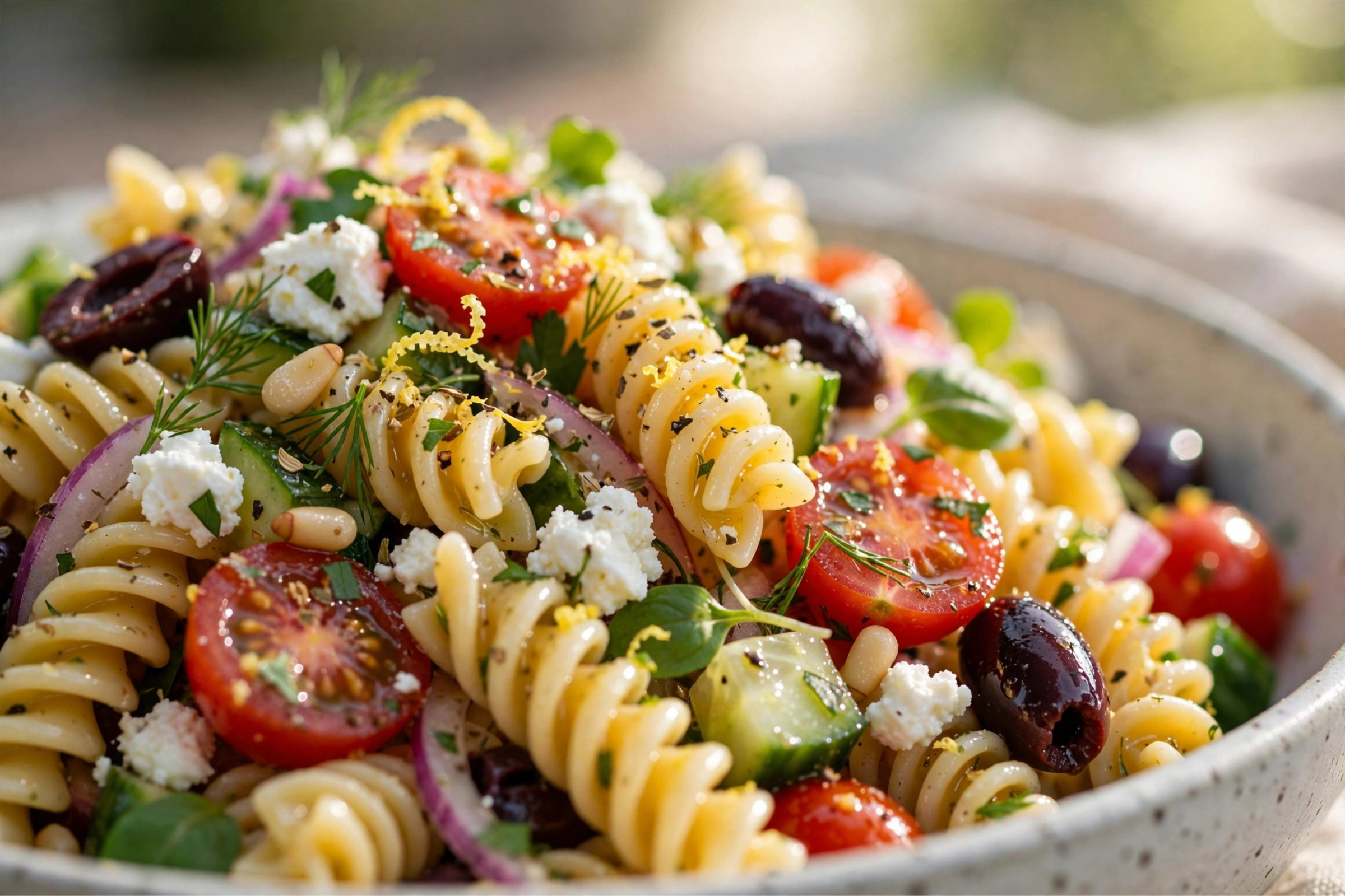 Tangy Mediterranean Pasta Salad | Easy Fresh Healthy Summer Recipe