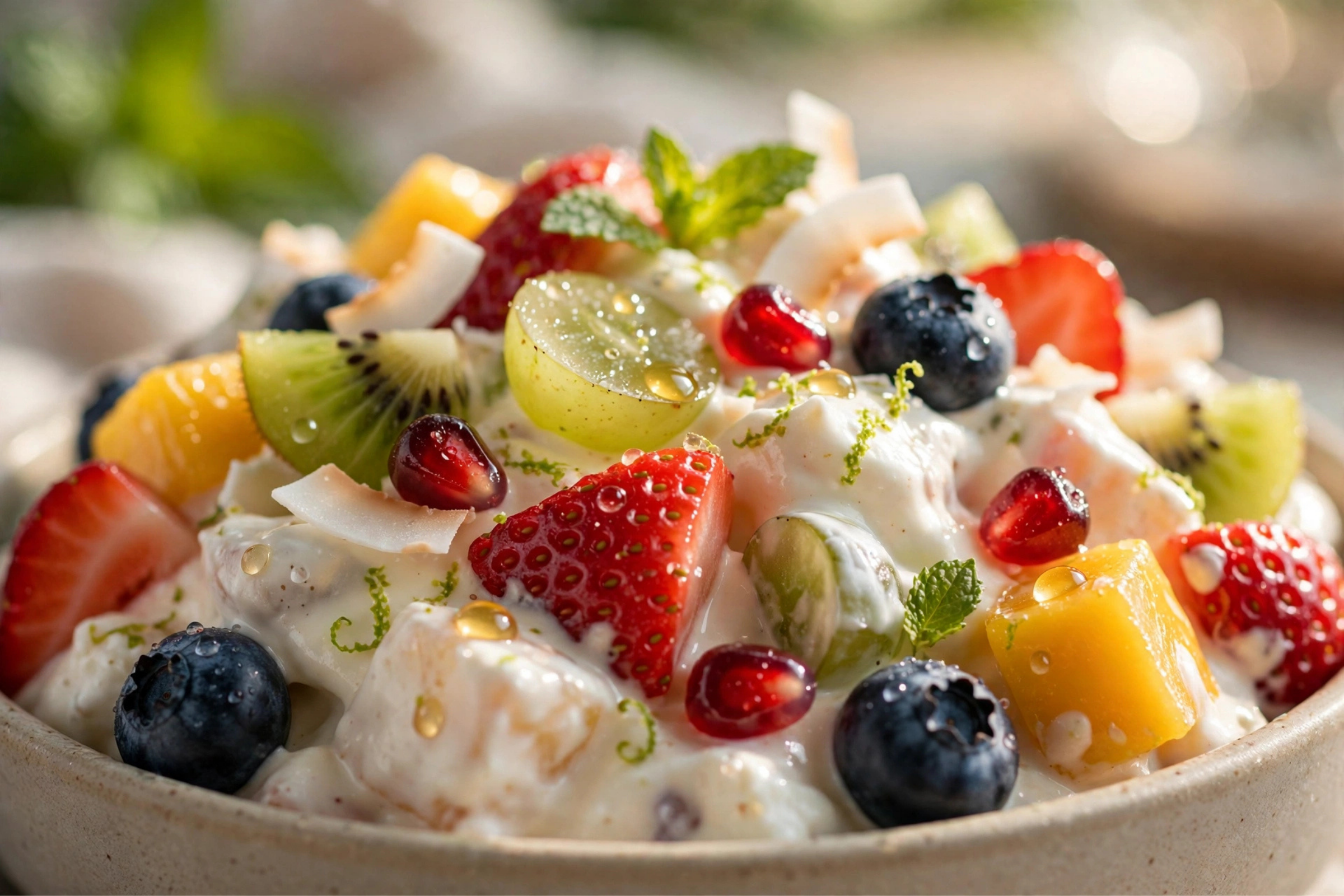 Easy Creamy Fruit Salad: No-Bake Refreshing Summer Dessert Recipe