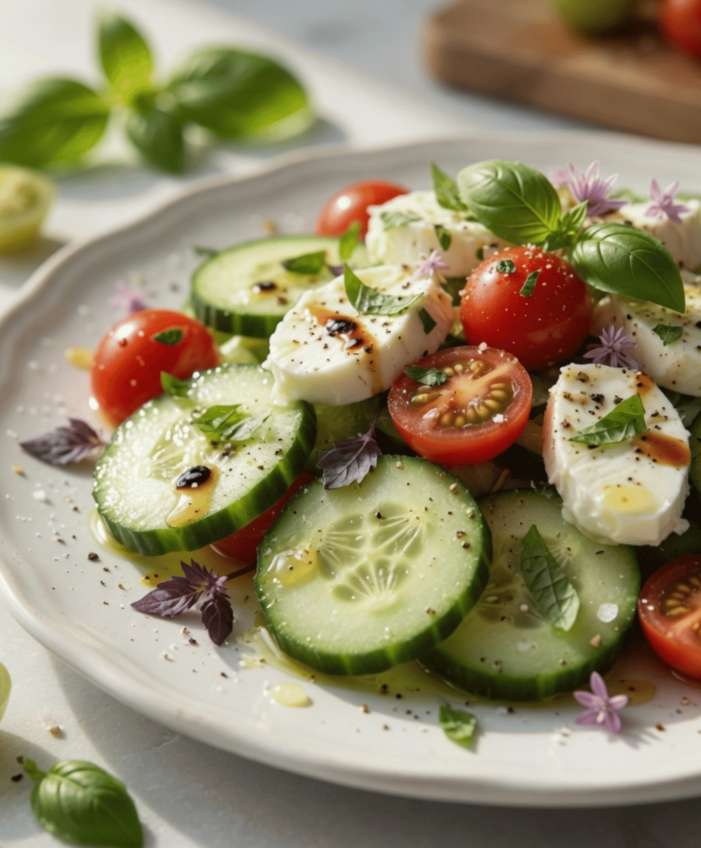 Fresh, Creamy & Irresistible: Easy Cucumber Caprese Salad You’ll Make on Repeat