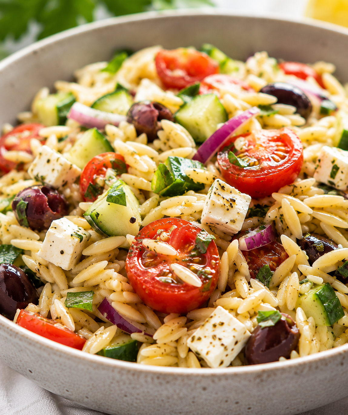 Orzo Salad Recipe | Easy Fresh Mediterranean Pasta Salad Recipe